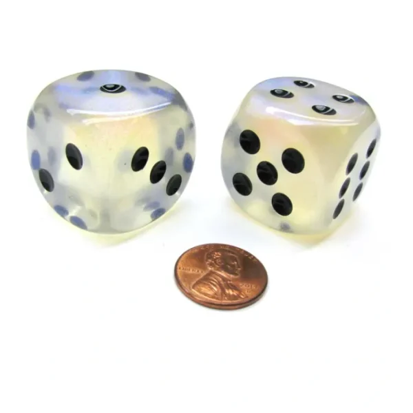 Borealis 30mm Large D6 Chessex Dice, 2 Pieces - Aquerple with Black Pips - Your Source for Gaming Essentials Flash Sale