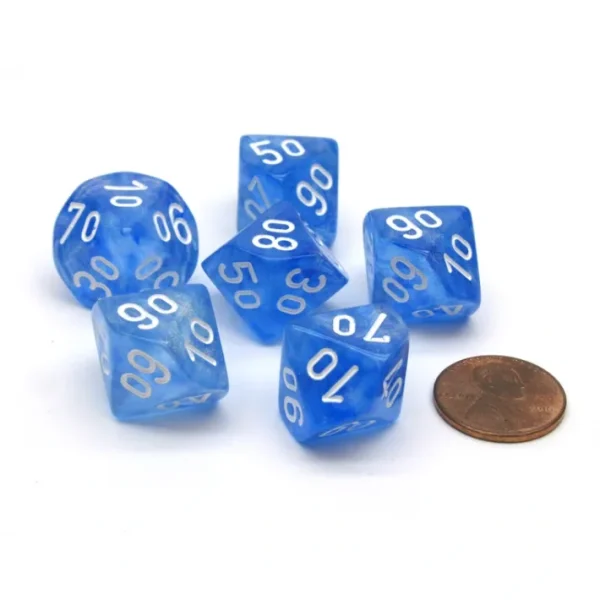 Borealis 16mm Tens D10 (00-90) Dice, 6 Pieces - Sky Blue with White Numbers - Your Source for Gaming Essentials Best Sale