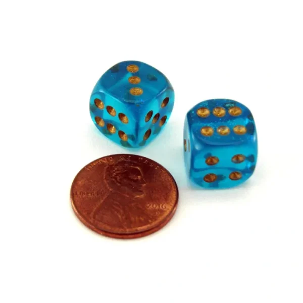 Borealis 'Old Style' 12mm Small D6 Chessex Dice, 2 Pieces - Teal with Gold Pips - Your Source for Gaming Essentials Best Sale