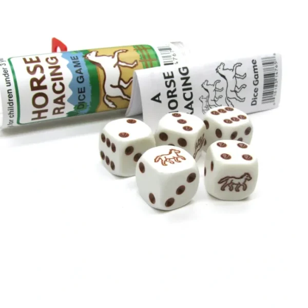 Brown Horse Racing Dice Game 5 Dice Set with Travel Tube and Instructions - Your Source for Gaming Essentials Cheap