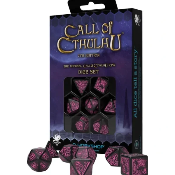 Call of Cthulhu: Dice Set Black/Magenta (7) - Your Source for Gaming Essentials Outlet