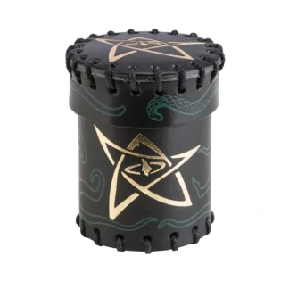Call of Cthulhu Leather Dice Cup - Black/Green with Gold Leather - Your Source for Gaming Essentials Sale