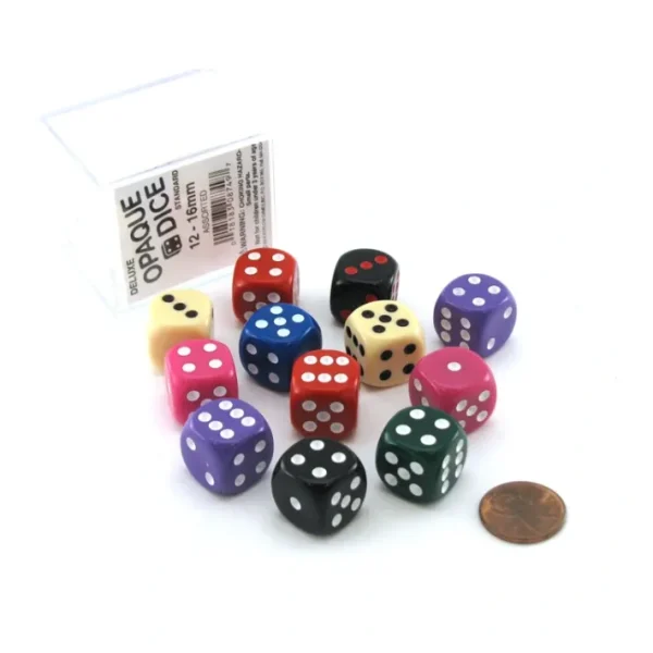 Case of 12 Deluxe Opaque 16mm Round Edge Dice - Assorted Colors - Your Source for Gaming Essentials Fashion