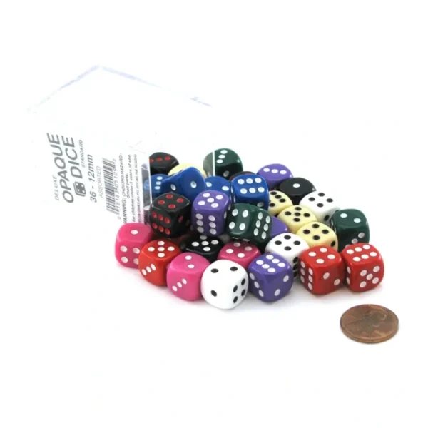 Case of 36 Deluxe Opaque Small 12mm Round Edge Dice - Assorted Colors - Your Source for Gaming Essentials Flash Sale