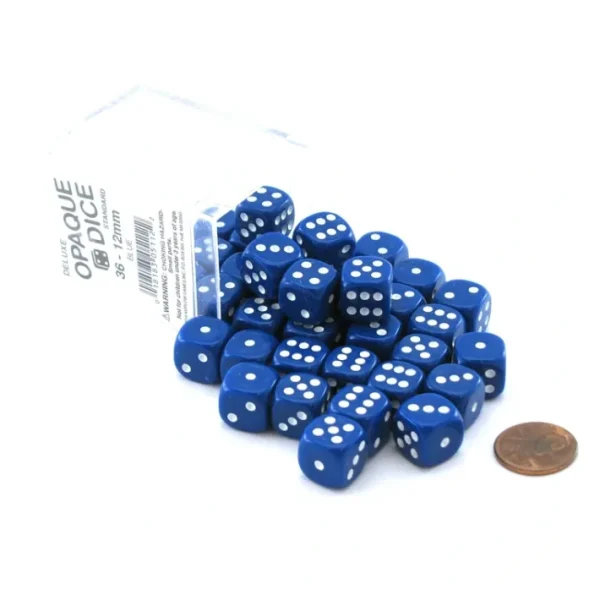 Case of 36 Deluxe Opaque Small 12mm Round Edge Dice - Blue with White Pips - Your Source for Gaming Essentials Best Sale