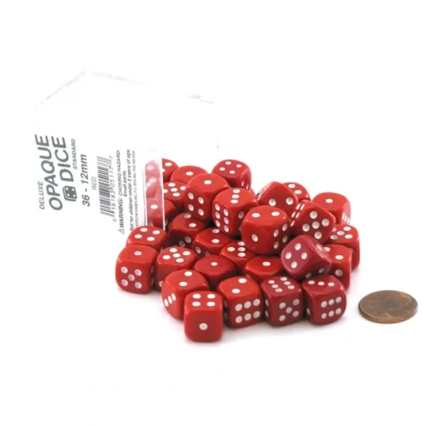 Case of 36 Deluxe Opaque Small 12mm Round Edge Dice - Red with White Pips - Your Source for Gaming Essentials Best Sale