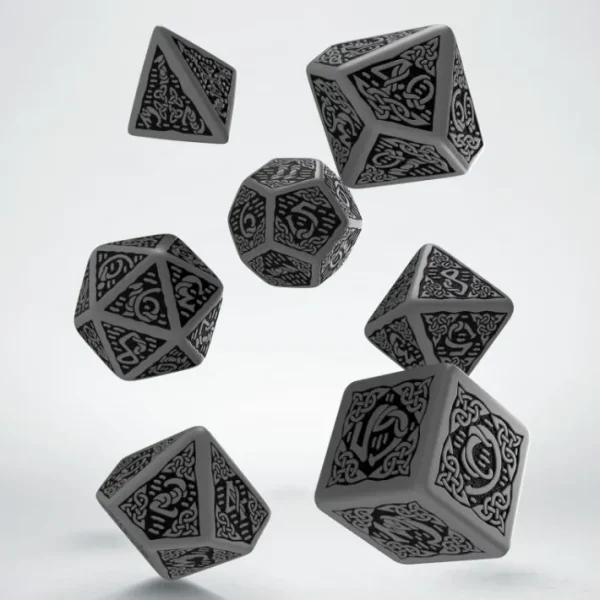 Celtic Dice Set 3D Grey/Black (7) - Your Source for Gaming Essentials Clearance