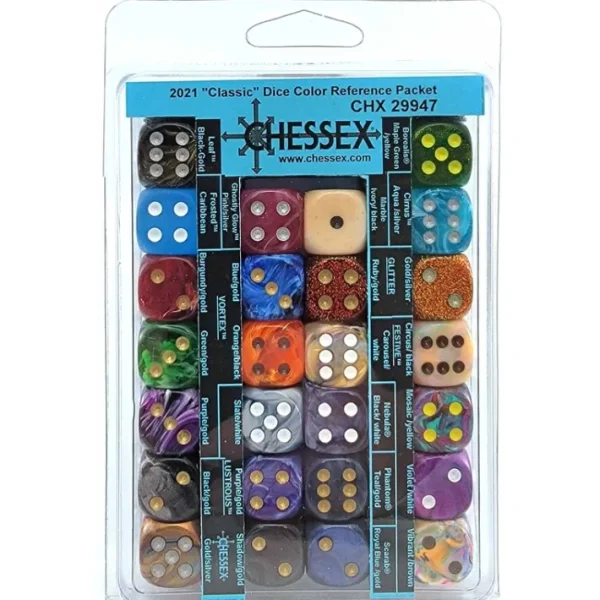 Chessex 2021 "Classic" Dice Color Reference Packet - 26 D6 16mm Dice - Your Source for Gaming Essentials Best Sale