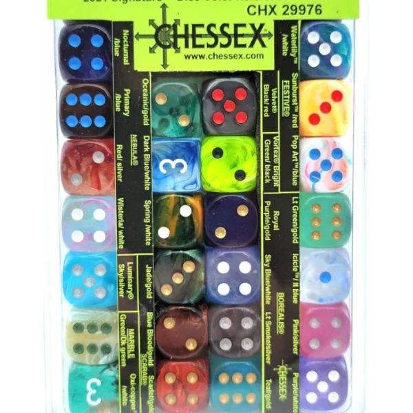 Chessex 2021 Signature Dice Color Reference Packet - 26 D6 16mm Dice - Your Source for Gaming Essentials Best