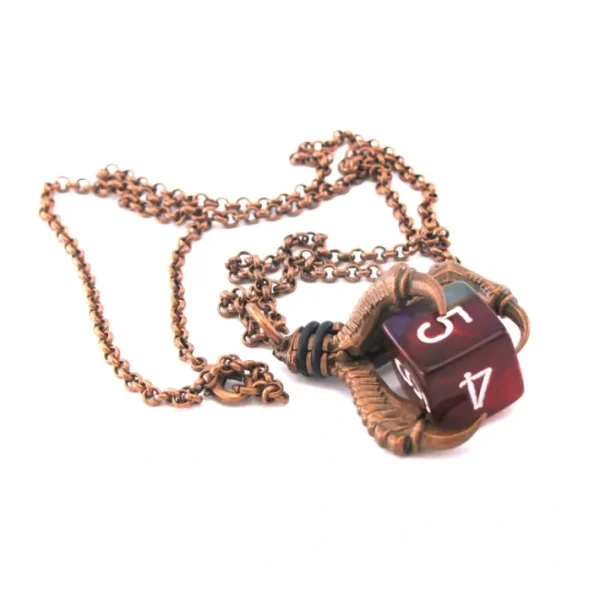 Chessex Jewelry Dice Pendant Necklace with Old Copper Finish - Holds a D6 Die - Your Source for Gaming Essentials Sale