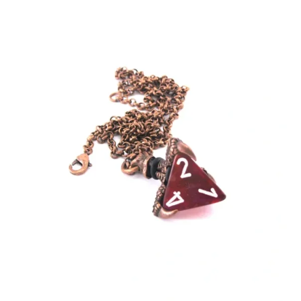 Chessex Jewelry Dice Pendant Necklace with Old Copper Finish - Holds a D4 Die - Your Source for Gaming Essentials New