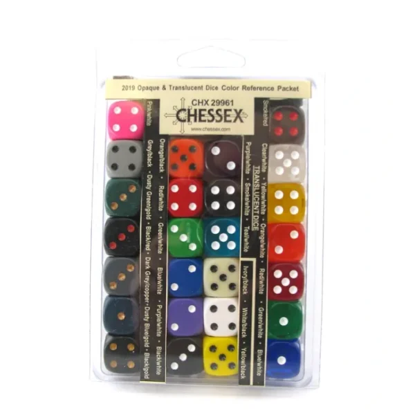 Chessex Opaque and Translucent Dice Color Reference Packet - 26 Various Colors - Your Source for Gaming Essentials Cheap