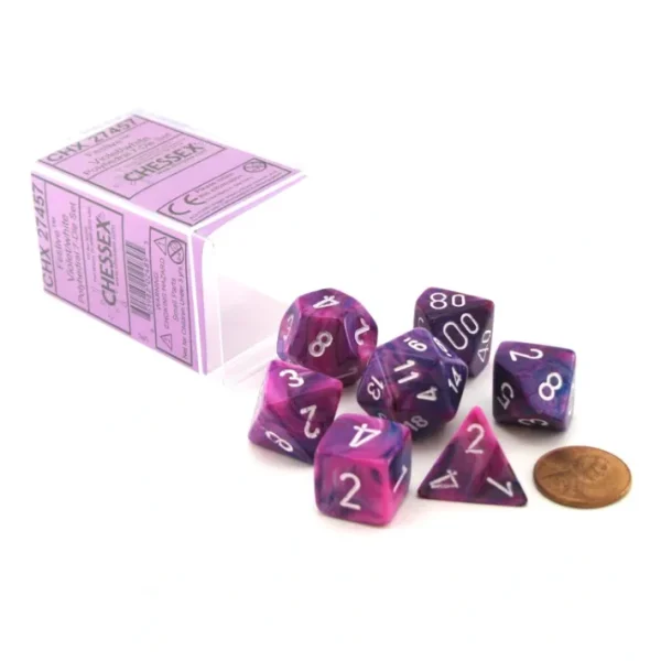 Chessex Polyhedral 7-Die Festive Dice Set - Violet (Purple) with White Numbers - Your Source for Gaming Essentials Best Sale