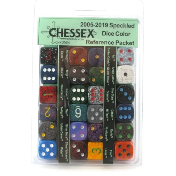 Chessex Speckled Dice Color Reference Packet - 24 Various Colored Dice - Your Source for Gaming Essentials Sale