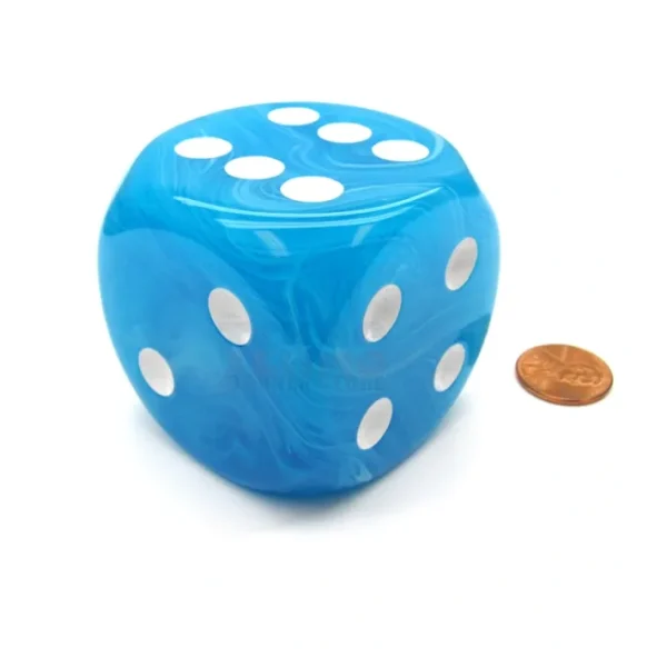 Cirrus 50mm Huge Large D6 Chessex Dice, 1 Piece - Light Blue with White Pips - Your Source for Gaming Essentials Fashion