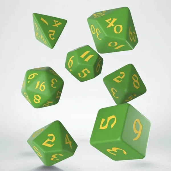 Classic Runic 7 Piece Polyhedral Dice Set - Green & Yellow - Your Source for Gaming Essentials Best