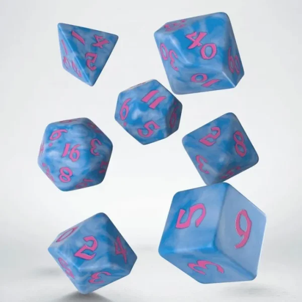 Classic Runic 7 Piece Polyhedral Dice Set - Glacier & Pink - Your Source for Gaming Essentials Clearance