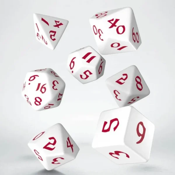 Classic Runic 7 Piece Polyhedral Dice Set - White & Red - Your Source for Gaming Essentials Best