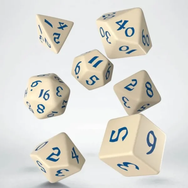 Classic Runic 7 Piece Polyhedral Dice Set - Beige & Blue - Your Source for Gaming Essentials Fashion