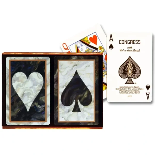 Congress Black Marble Cellutone Finish Standard 2 Pack Bridge Playing Cards - Your Source for Gaming Essentials Hot