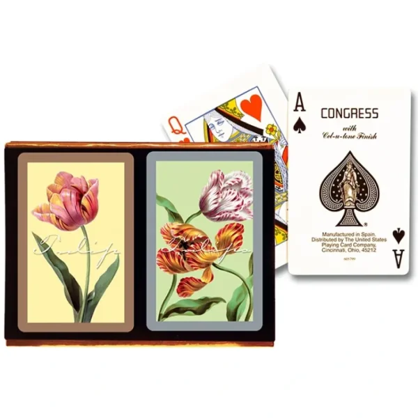 Congress Tulips Standard Index Bridge Playing Cards - 2 Deck Set - Your Source for Gaming Essentials Shop