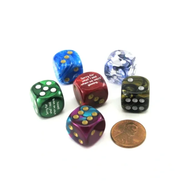 Custom Assorted Funny Meme Dice "Sorry for what I said when we were gaming." (6) - Your Source for Gaming Essentials Flash Sale