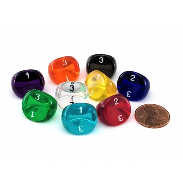 D3 Dice, Translucent 3-Sided Dice, 6 Pieces - Choose your color - Your Source for Gaming Essentials Discount