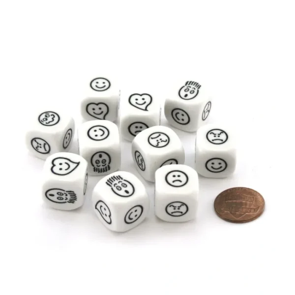 10 D6 Smiley Face Emotions Dice - Happy, Sad, Surprised, Anger, Love, Confusion - Your Source for Gaming Essentials Flash Sale