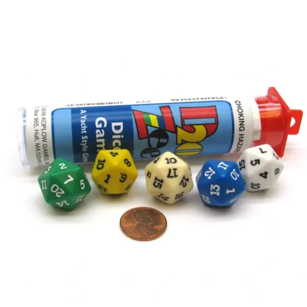 D20 Zee Dice Game - 5 D20 19mm Dice with Travel Tube and Instructions - Your Source for Gaming Essentials Flash Sale