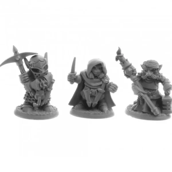 Deep Gnome Adventurers (3) #30063 Reaper Legends: Bones USA Unpainted Plastic Figures - Your Source for Gaming Essentials Online