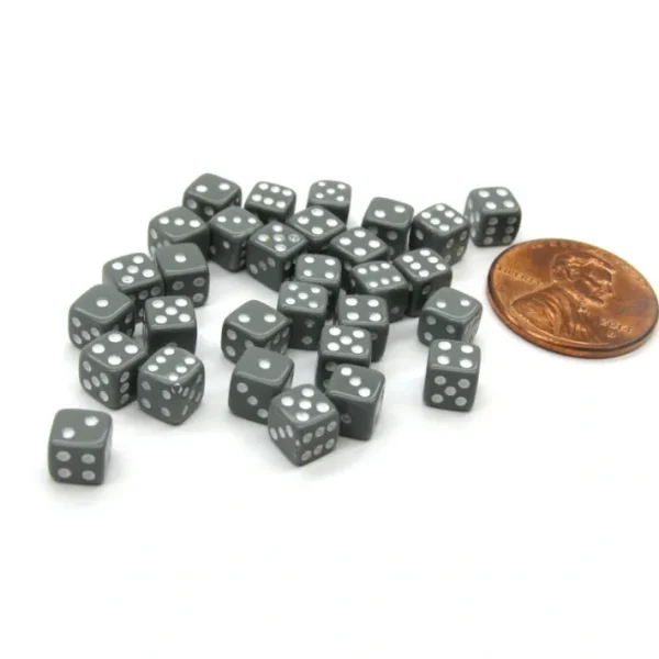 30 Deluxe Rounded Corner Six Sided D6 5mm .197 Inch Small Tiny Dice - Gray - Your Source for Gaming Essentials New