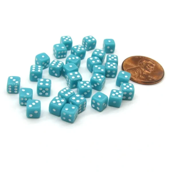 30 Deluxe Rounded Corner Six Sided D6 5mm .197 Inch Small Tiny Dice - Light Blue - Your Source for Gaming Essentials Discount