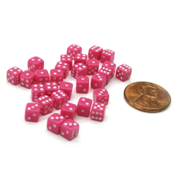 30 Deluxe Rounded Corner Six Sided D6 5mm .197 Inch Small Tiny Dice - Pink - Your Source for Gaming Essentials Sale