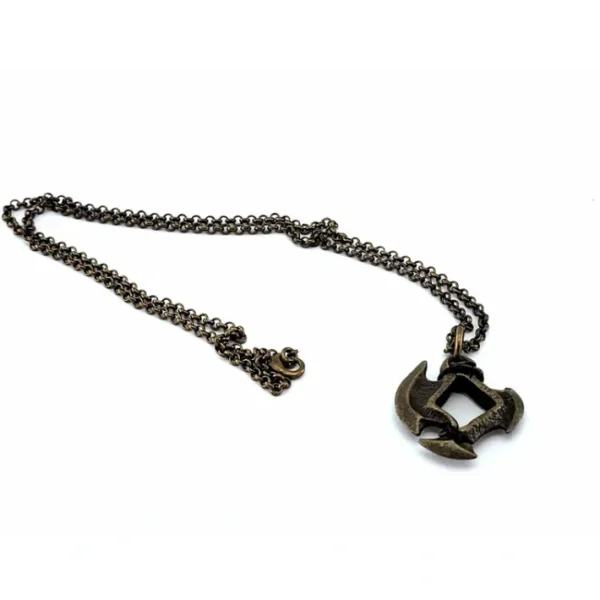 Dice Pendant Necklace 'Axe Blade' with Old Brass Finish - Holds a 12mm D6 - Your Source for Gaming Essentials Cheap