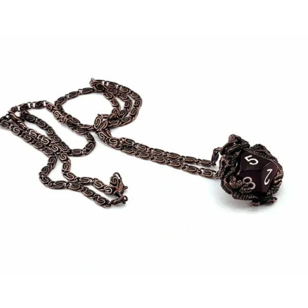 Dice Pendant Necklace 'Dragons' with Old Copper Finish - Holds a D10 - Your Source for Gaming Essentials Hot