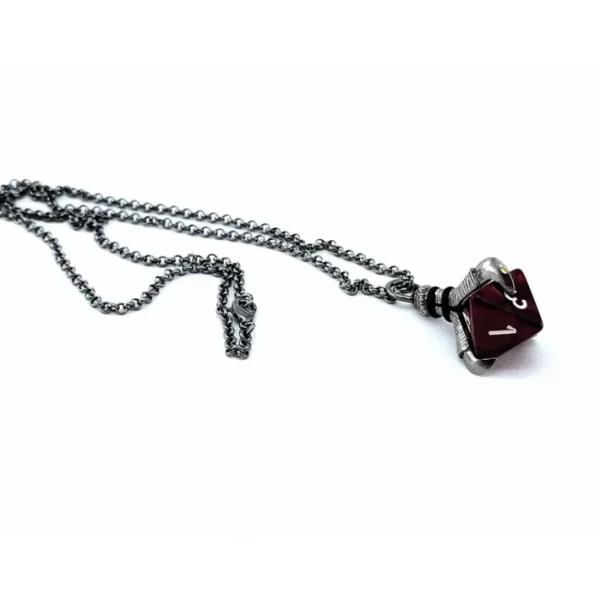 Dice Pendant Necklace with Gunmetal Gray Finish - Holds a D8 - Your Source for Gaming Essentials Online