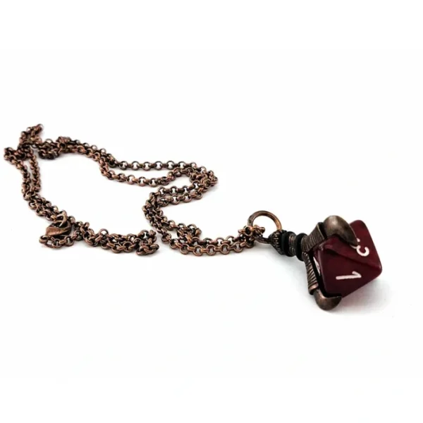 Dice Pendant Necklace with Old Copper Finish - Holds a D8 - Your Source for Gaming Essentials Fashion