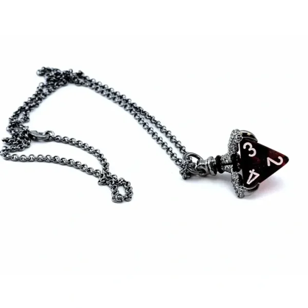 Dice Pendant Necklace with Gunmetal Gray Finish - Holds a D4 - Your Source for Gaming Essentials Store