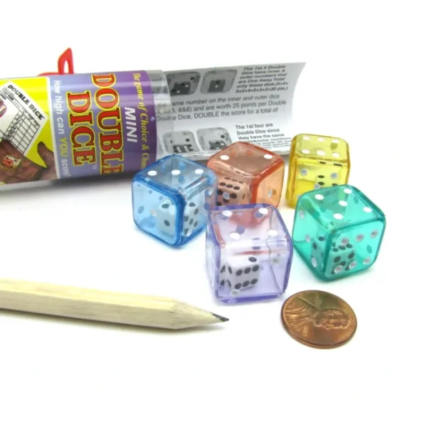 Double Dice Game with 5 Dice Travel Tube Pencil and Gaming Instructions - Your Source for Gaming Essentials Online
