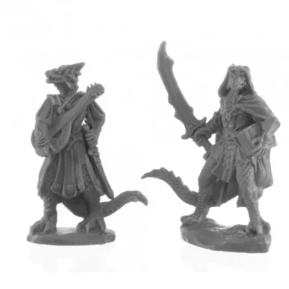Tabletop Miniatures | Dragonfolk Bard and Thief #44145 Bones Black Unpainted Plastic Figures - Your Source for Gaming Essentials