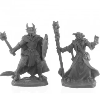 Dragonfolk Wizard and Cleric #44144 Bones Black Unpainted Plastic Figures - Your Source for Gaming Essentials Discount
