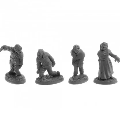 Dungeon Dwellers Zombies (4) #07055 Bones USA Unpainted Plastic Figures - Your Source for Gaming Essentials Clearance
