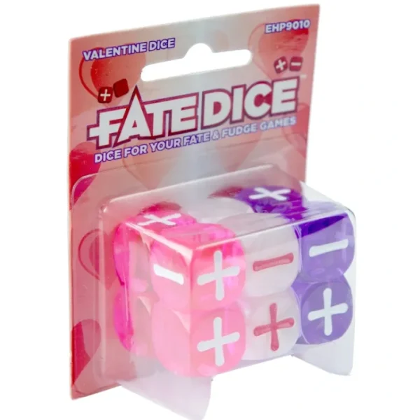 Fate Dice for Fate & Fudge Games by Evil Hat Productions - 12 D6 Valentine Dice - Your Source for Gaming Essentials Best Sale