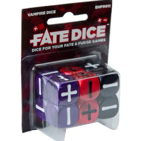 Fate Dice for Fate & Fudge Games by Evil Hat Productions - 12 D6 Vampire Dice - Your Source for Gaming Essentials Cheap