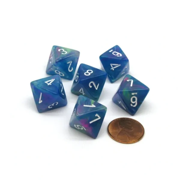 Festive 15mm 8 Sided D8 Chessex Dice, 6 Pieces - Waterlily with White Numbers - Your Source for Gaming Essentials Discount