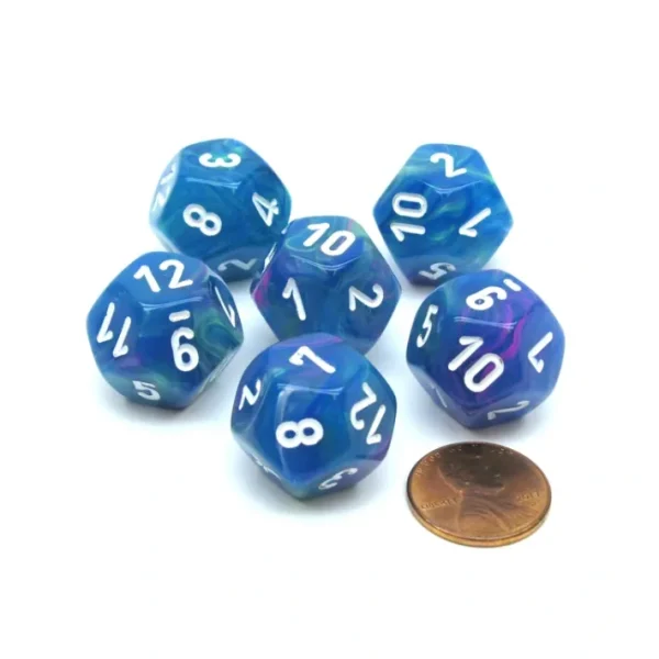 Festive 18mm 12 Sided D12 Chessex Dice, 6 Pieces - Waterlily with White Numbers - Your Source for Gaming Essentials Online