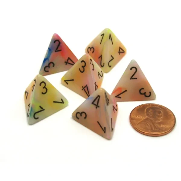 Festive 18mm 4 Sided D4 Chessex Dice, 6 Pieces - Circus with Black - Your Source for Gaming Essentials Fashion