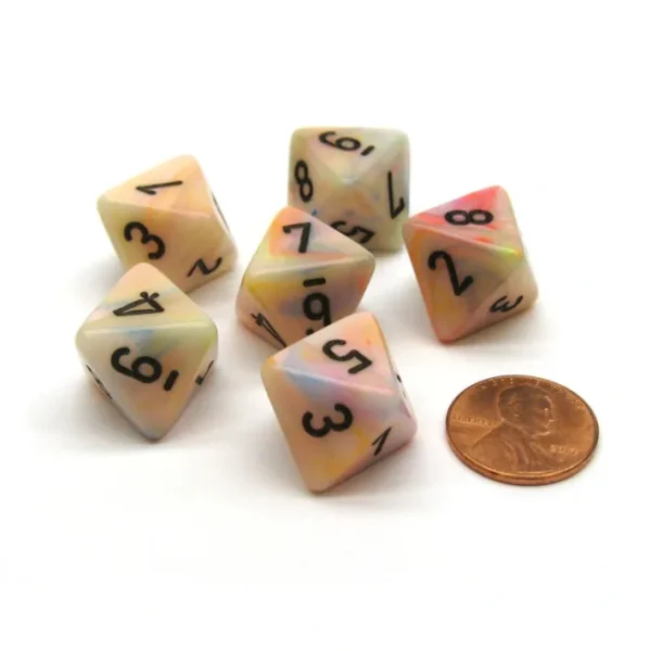 Festive 15mm 8 Sided D8 Chessex Dice, 6 Pieces - Circus with Black - Your Source for Gaming Essentials Best