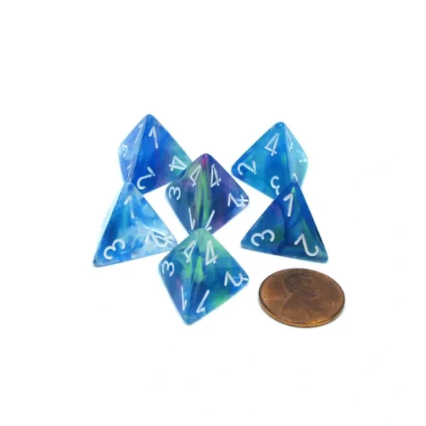 Festive 18mm 4 Sided D4 Chessex Dice, 6 Pieces - Waterlily with White Numbers - Your Source for Gaming Essentials Sale