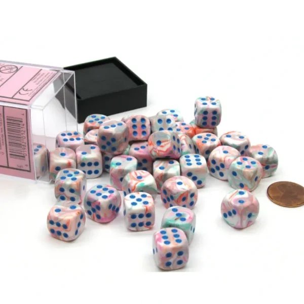 Festive 12mm D6 Chessex Dice Block (36 Dice) - Pop Art with Blue Pips - Your Source for Gaming Essentials Best Sale